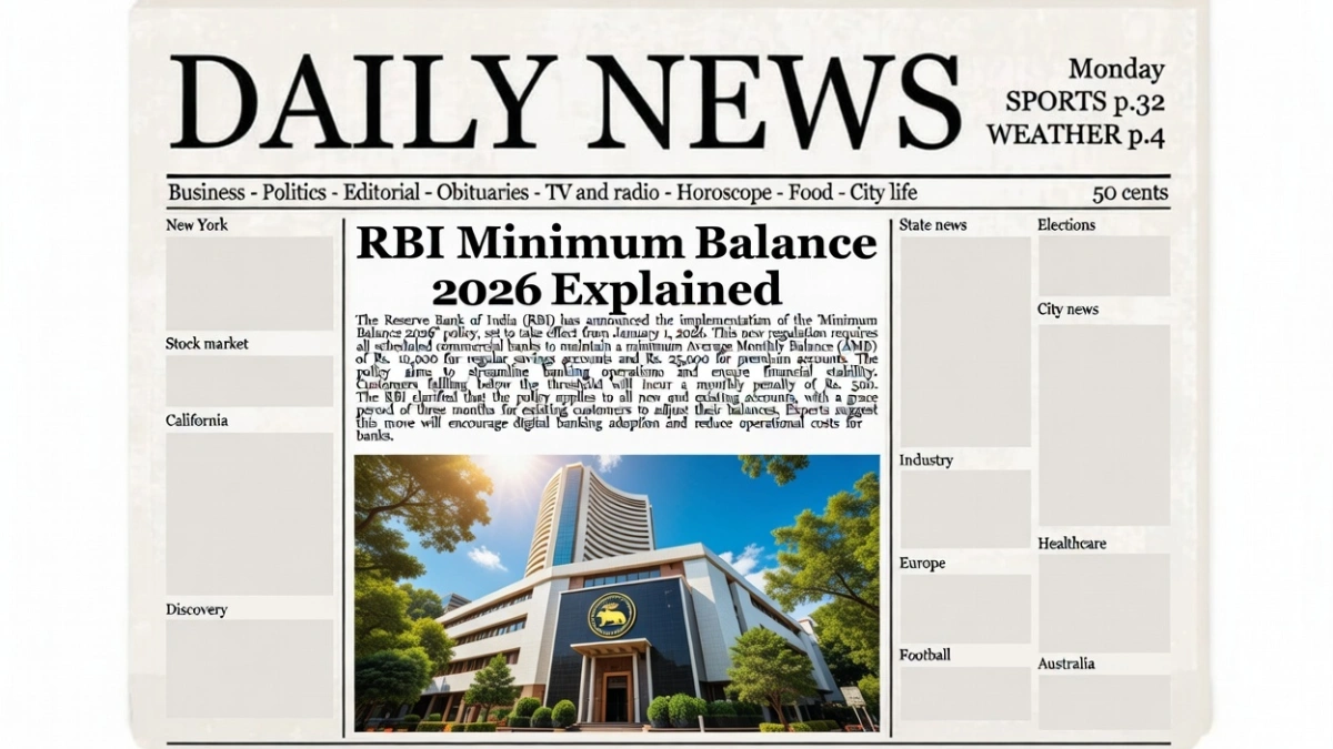 RBI Minimum Balance 2026 Explained
